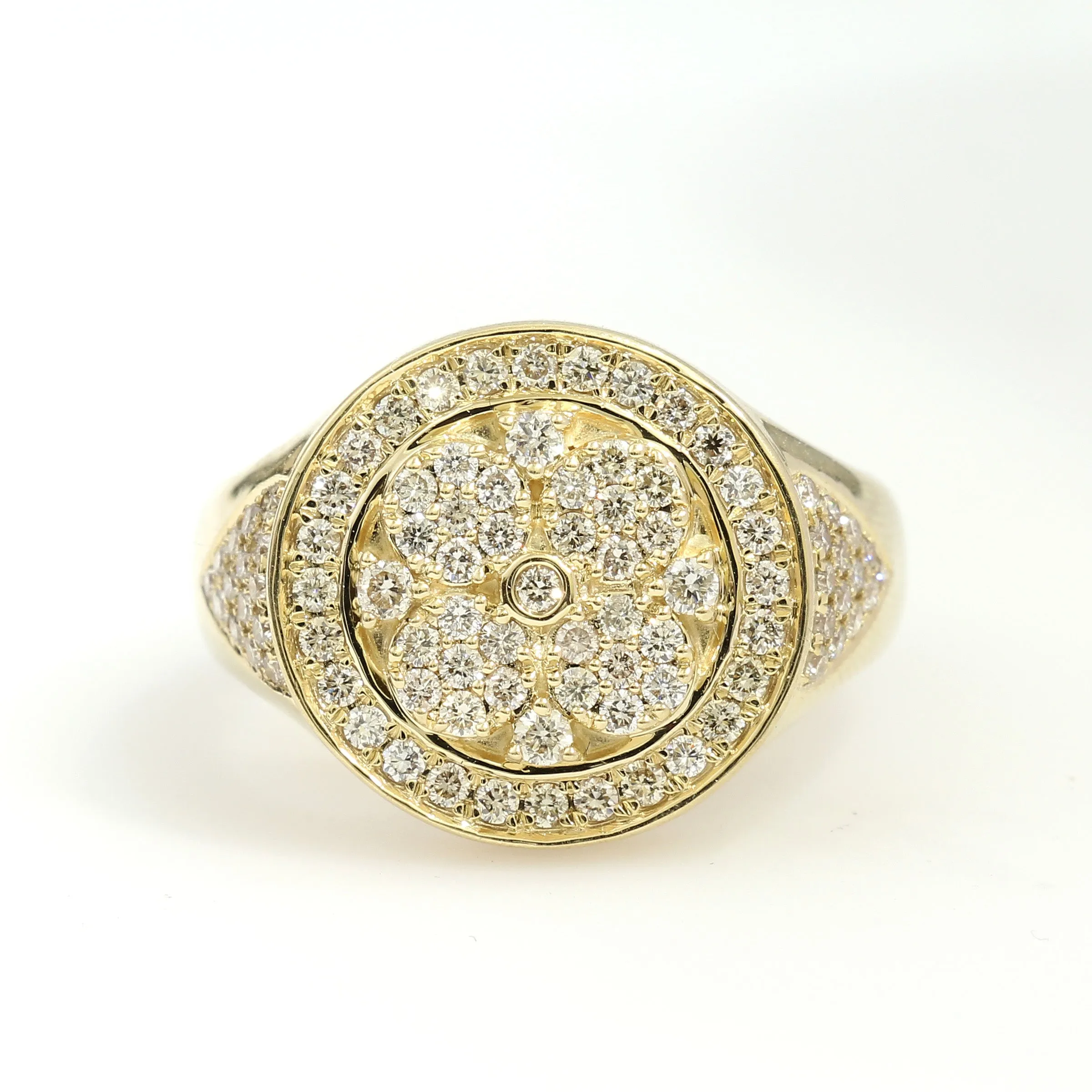 10K Yellow Gold Diamond Cluster Ring 1.15 Ctw