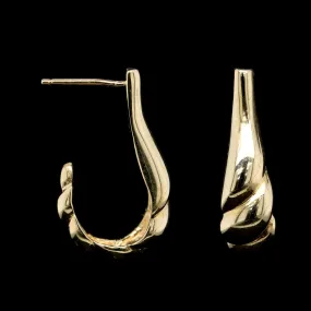 14K Yellow Gold Estate Twisted Half Hoop Earrings