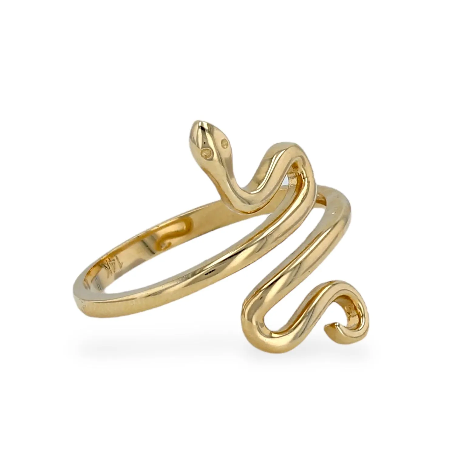 14K Yellow gold solid snake ring-V11