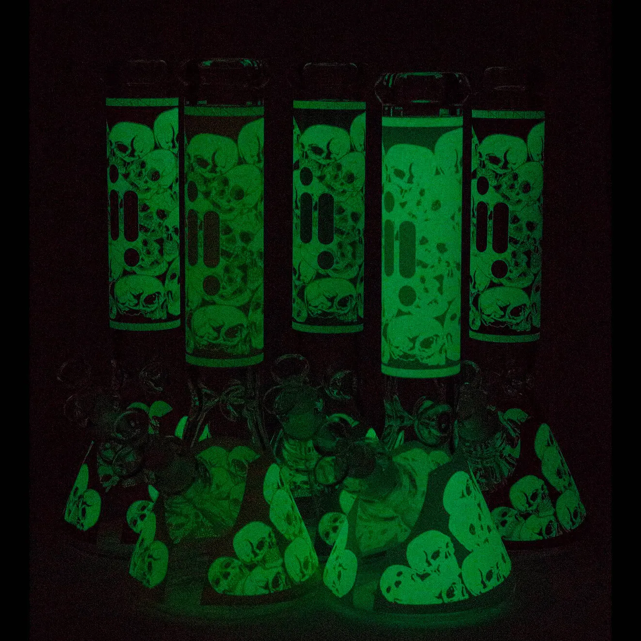 14" Infyniti Skull Glow In The Dark Beaker Bong