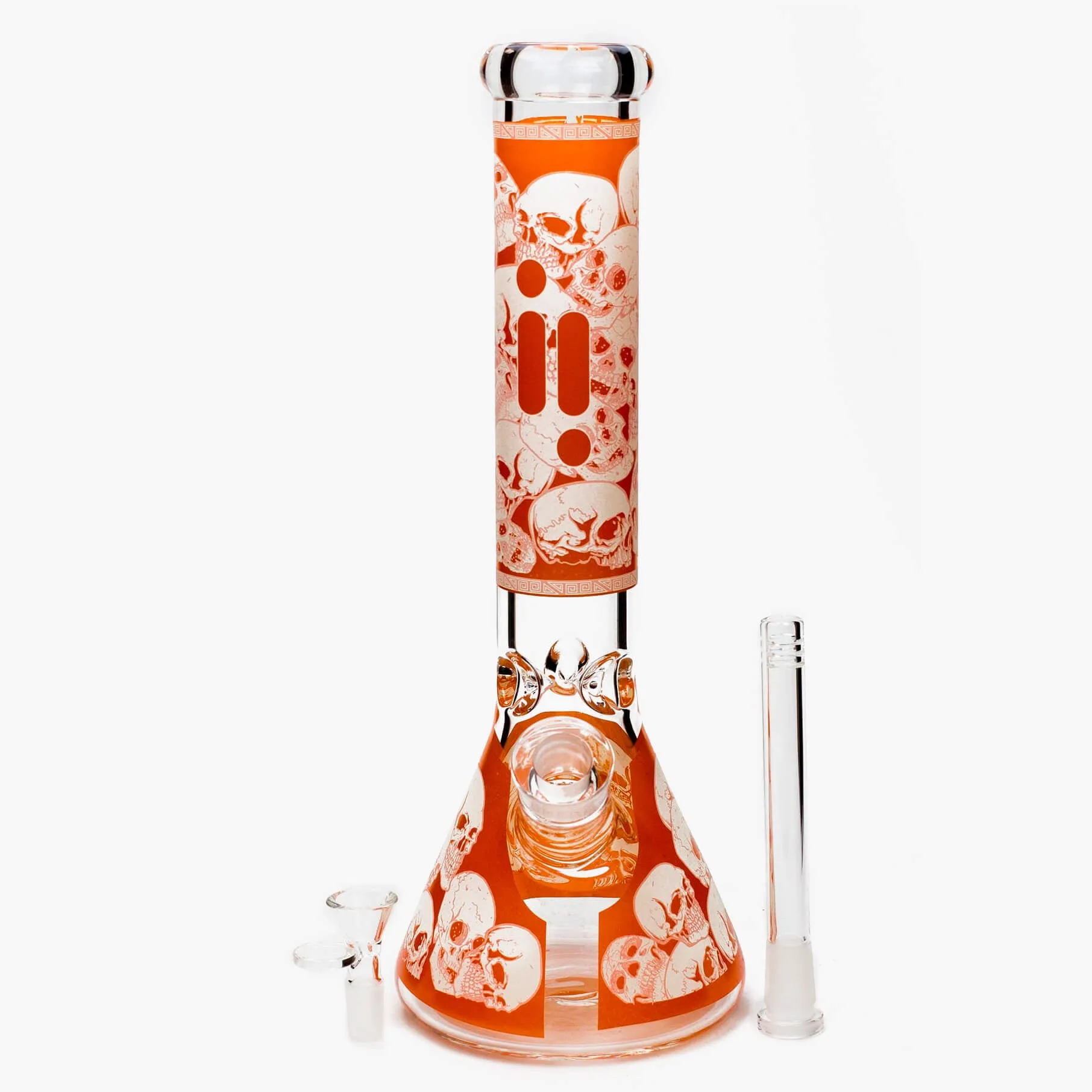 14" Infyniti Skull Glow In The Dark Beaker Bong