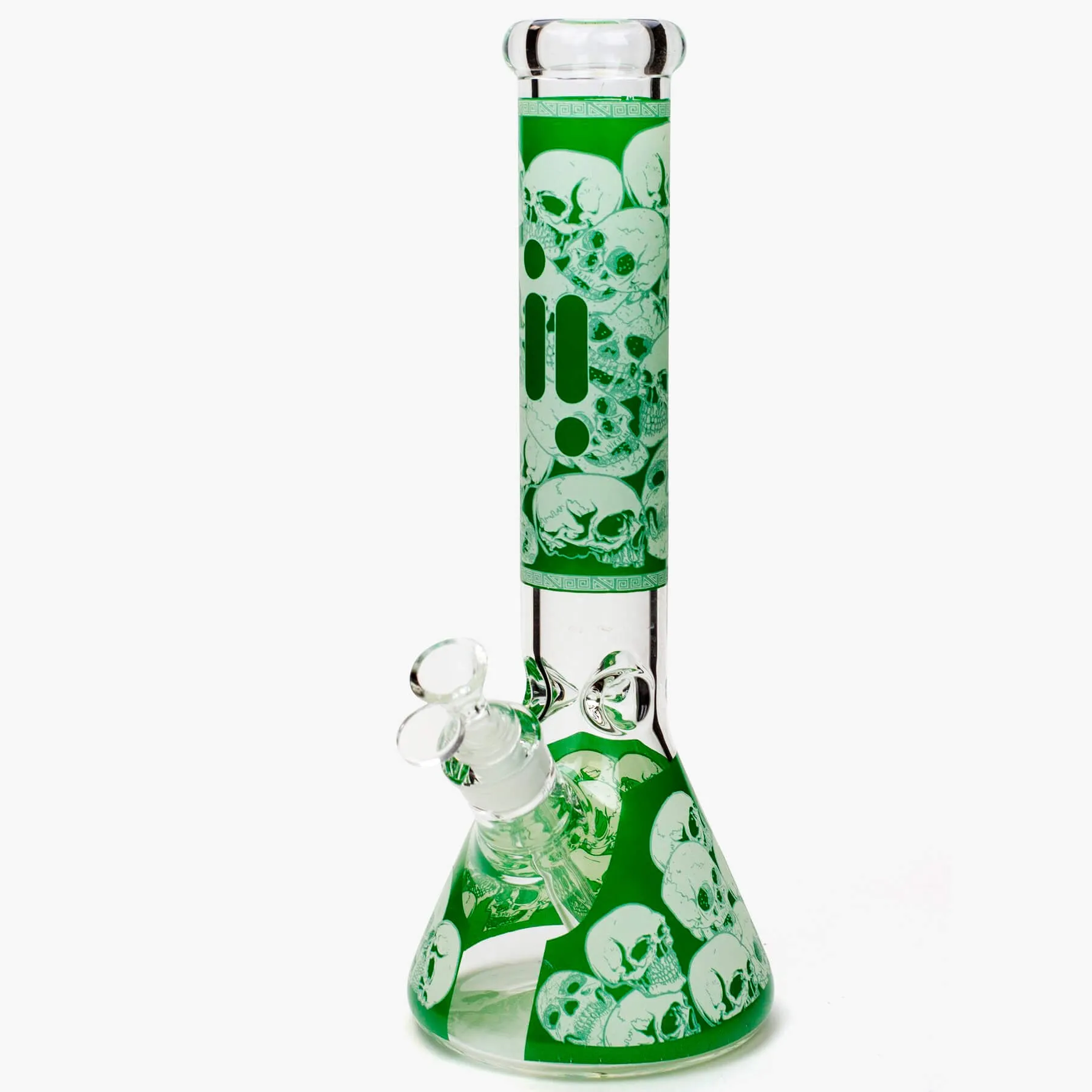 14" Infyniti Skull Glow In The Dark Beaker Bong