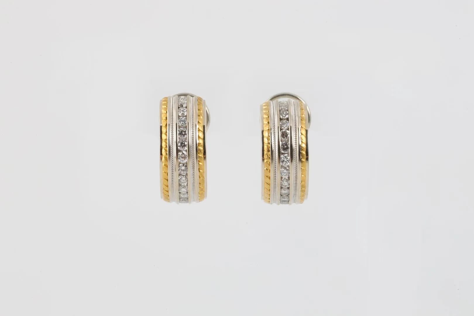 18k White Gold & 24k Yellow Gold 0.78tcw Diamond Earrings (12.09g.)