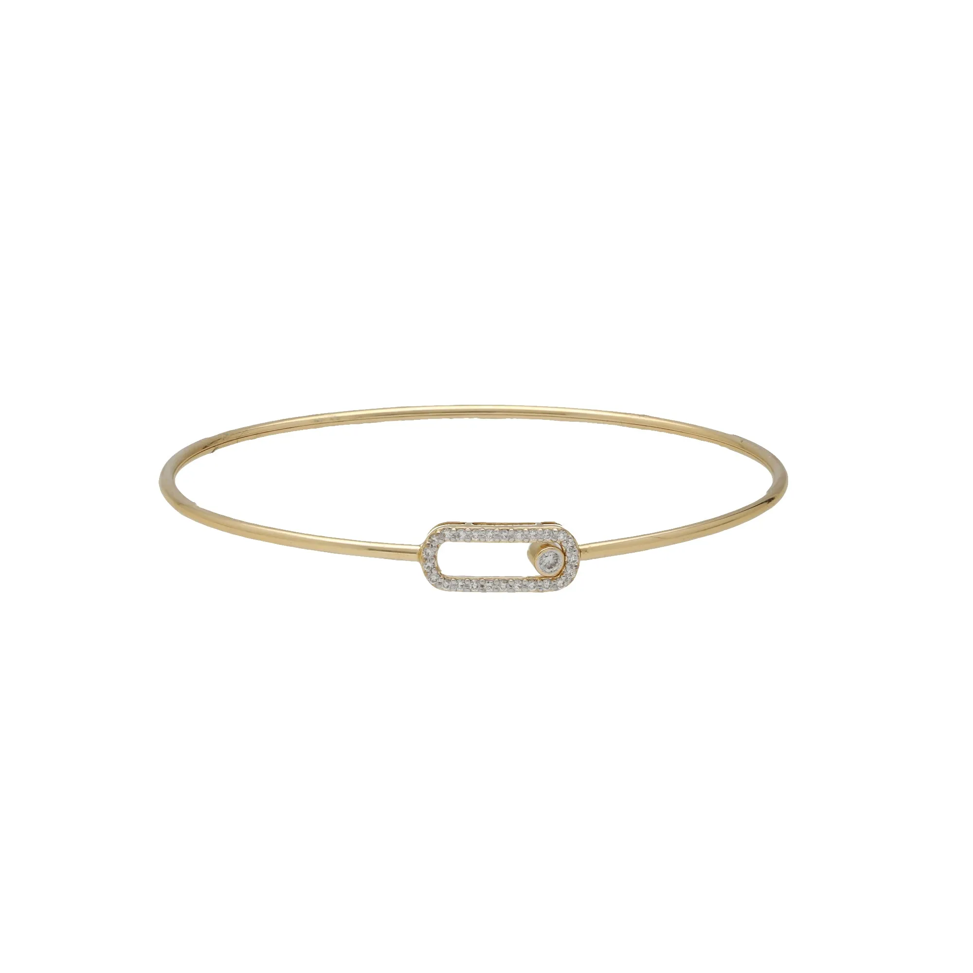 18K Yellow Gold & 0.17 Carat Diamond Bangle (3.5gm)