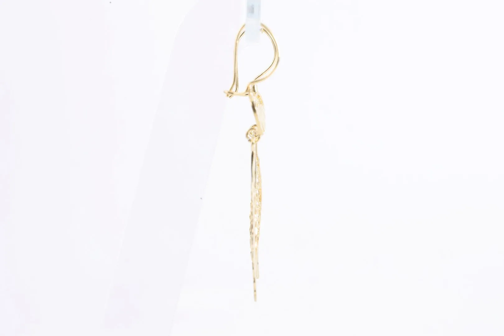 18k Yellow Gold Openwork Feather Dangle Earrings (2.71g.)