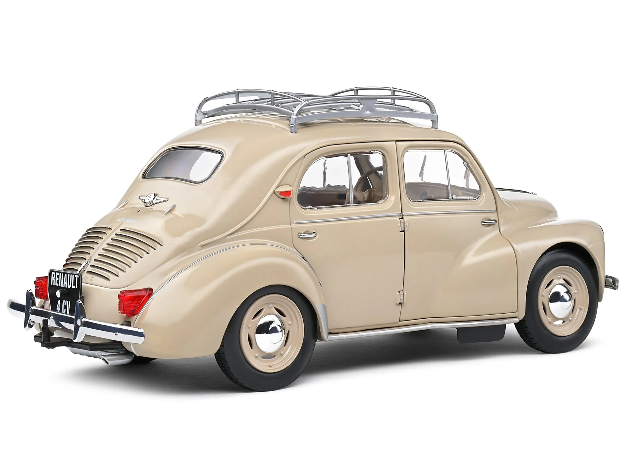 1956 Renault 4CV Beige Tourterelle with Roof Rack 1/18 Diecast Model Car by Solido