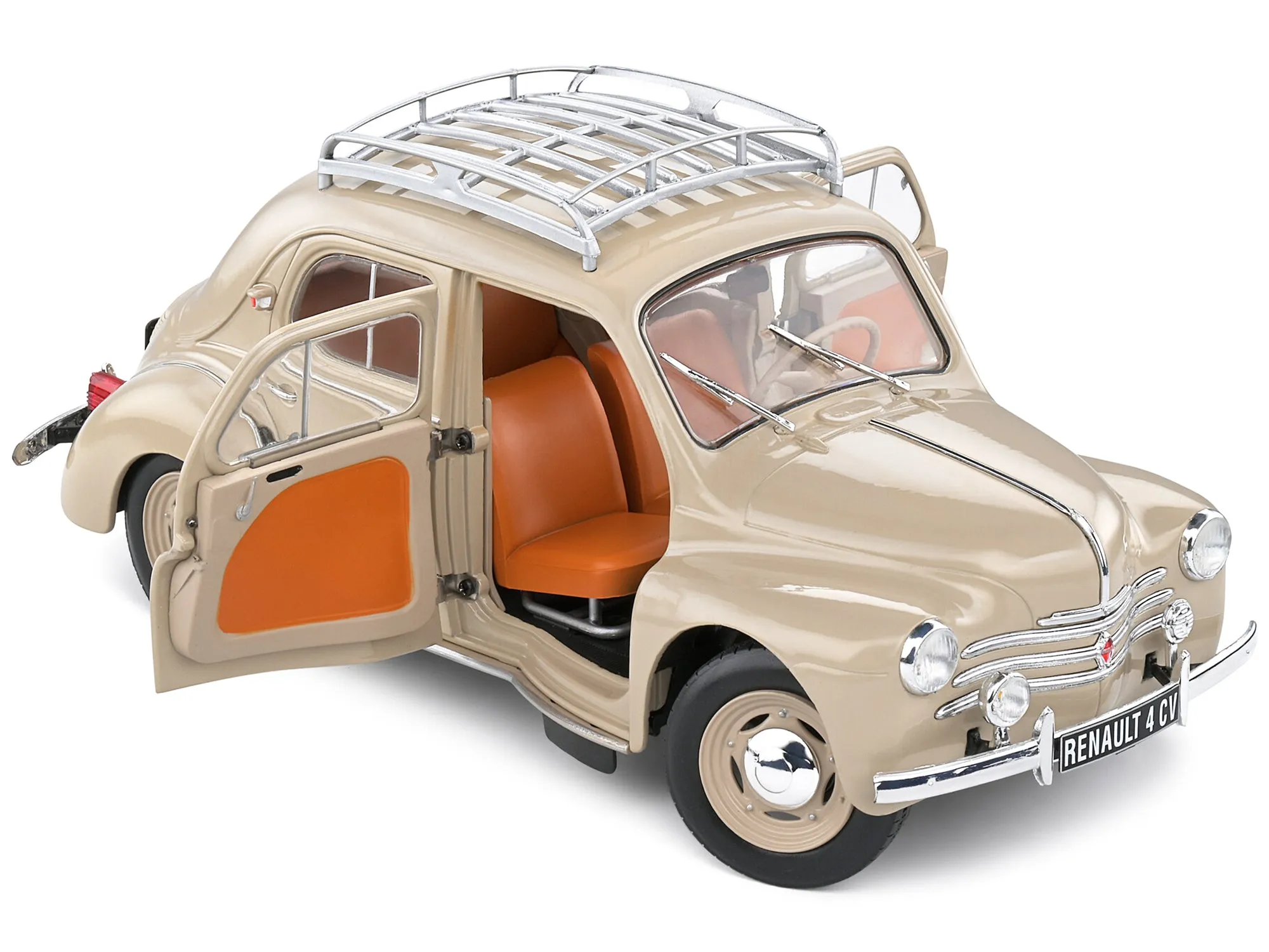 1956 Renault 4CV Beige Tourterelle with Roof Rack 1/18 Diecast Model Car by Solido