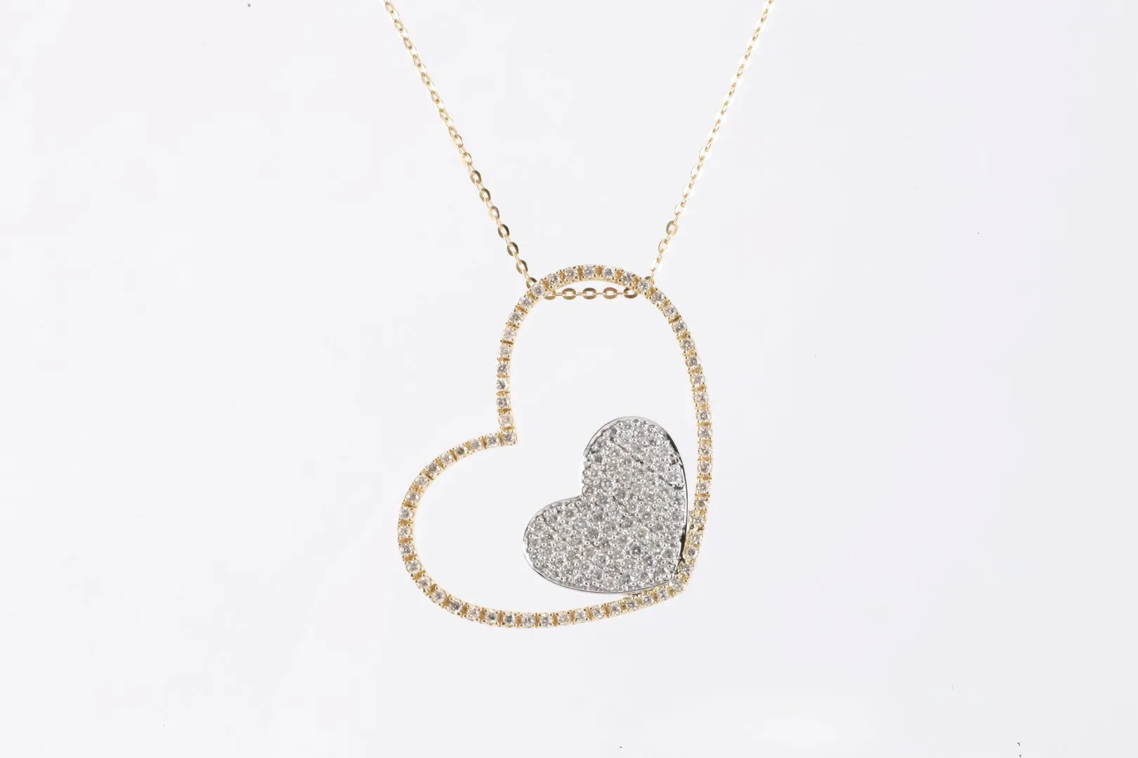 20" 14k Yellow Gold 1.34tcw Diamond Heart Pendant Necklace (5.01g.)