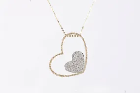 20" 14k Yellow Gold 1.34tcw Diamond Heart Pendant Necklace (5.01g.)