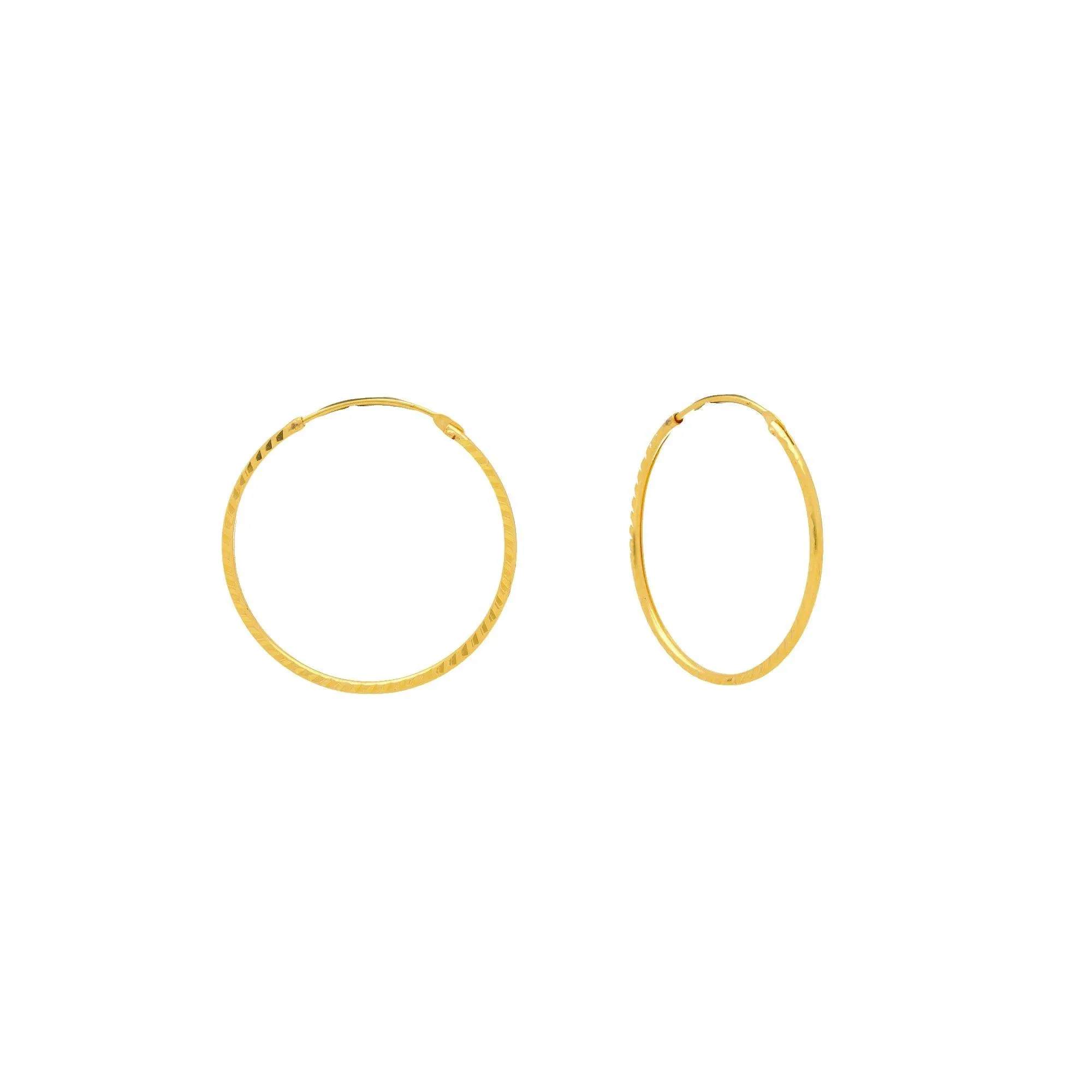 22K Yellow Gold Thin Hoops, 2.2 Grams