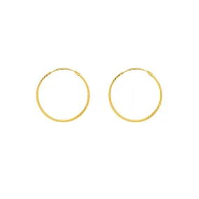 22K Yellow Gold Thin Hoops, 2.2 Grams