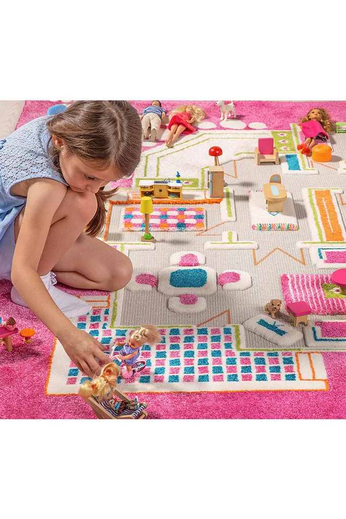 3D Play Rug - Playhouse Pink (Large)