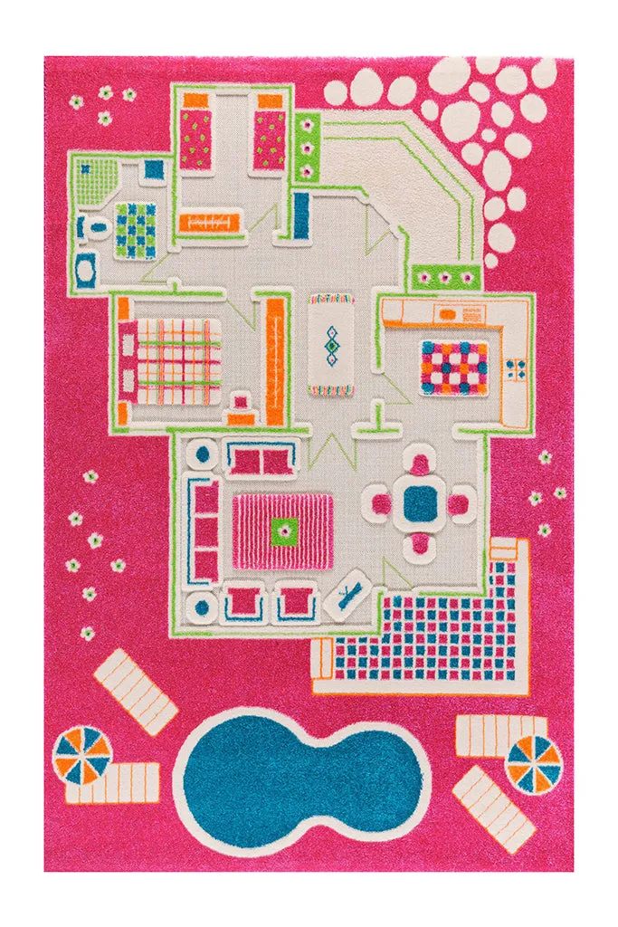 3D Play Rug - Playhouse Pink (Large)