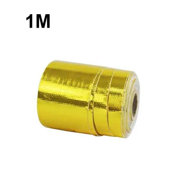 A Gold Car Thermal Exhaust Tape Air Intake Heat Insulation Shield Wrap 50mm Reflective Heat Barrier Self Adhesive Engine 5/10M