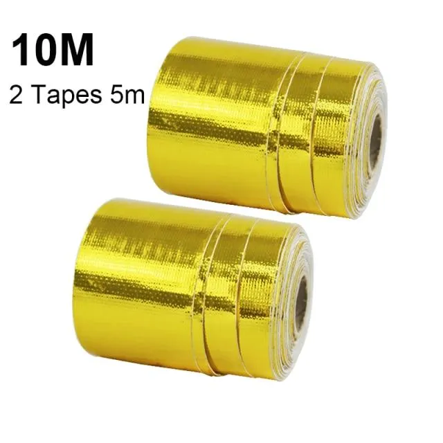 A Gold Car Thermal Exhaust Tape Air Intake Heat Insulation Shield Wrap 50mm Reflective Heat Barrier Self Adhesive Engine 5/10M