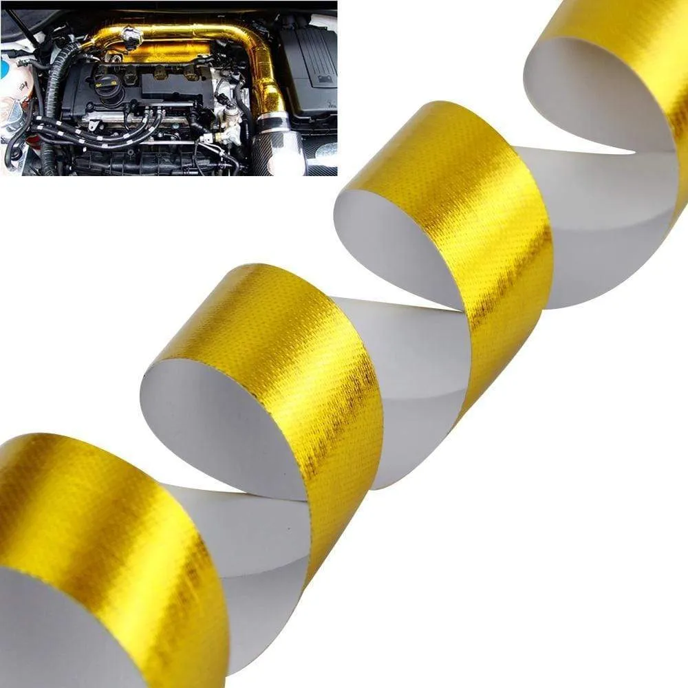 A Gold Car Thermal Exhaust Tape Air Intake Heat Insulation Shield Wrap 50mm Reflective Heat Barrier Self Adhesive Engine 5/10M