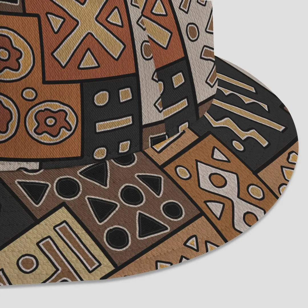 African Pattern Art & Mud Cloth Reversible Bucket Hat