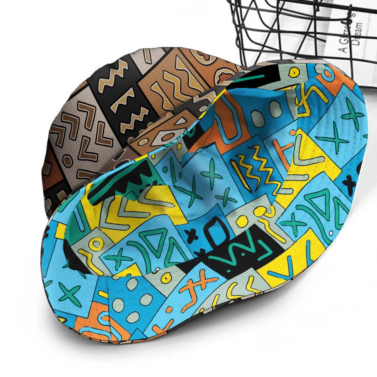 African Pattern Art & Mud Cloth Reversible Bucket Hat