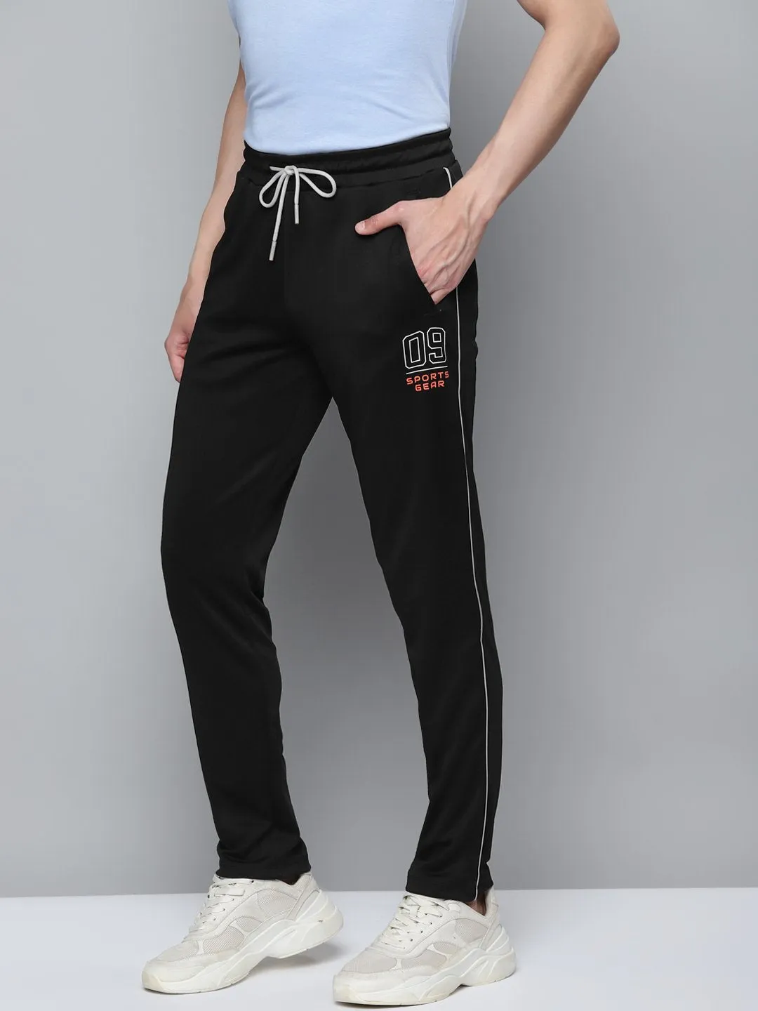 Alcis Men Black Slim Fit Solid Track Pants