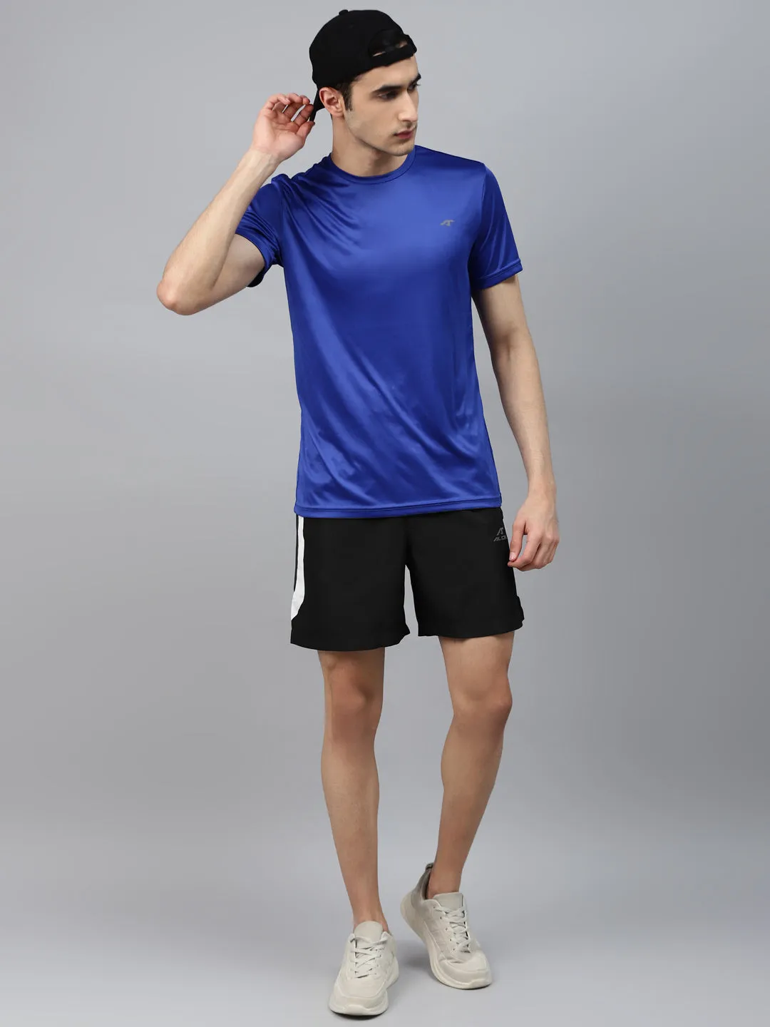 Alcis Men Black Solid Slim Fit Sports Shorts