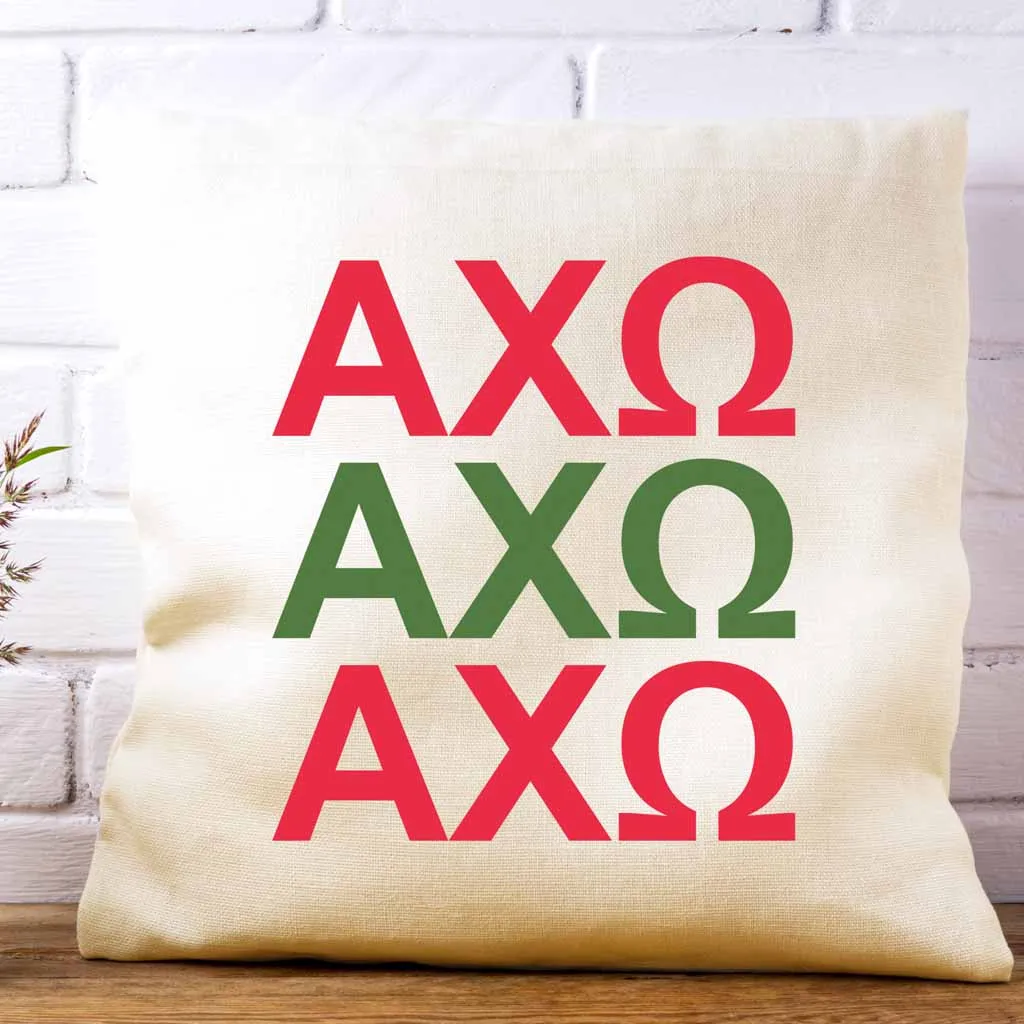 Alpha Chi Omega Throw Pillow Cover with Greek Letters