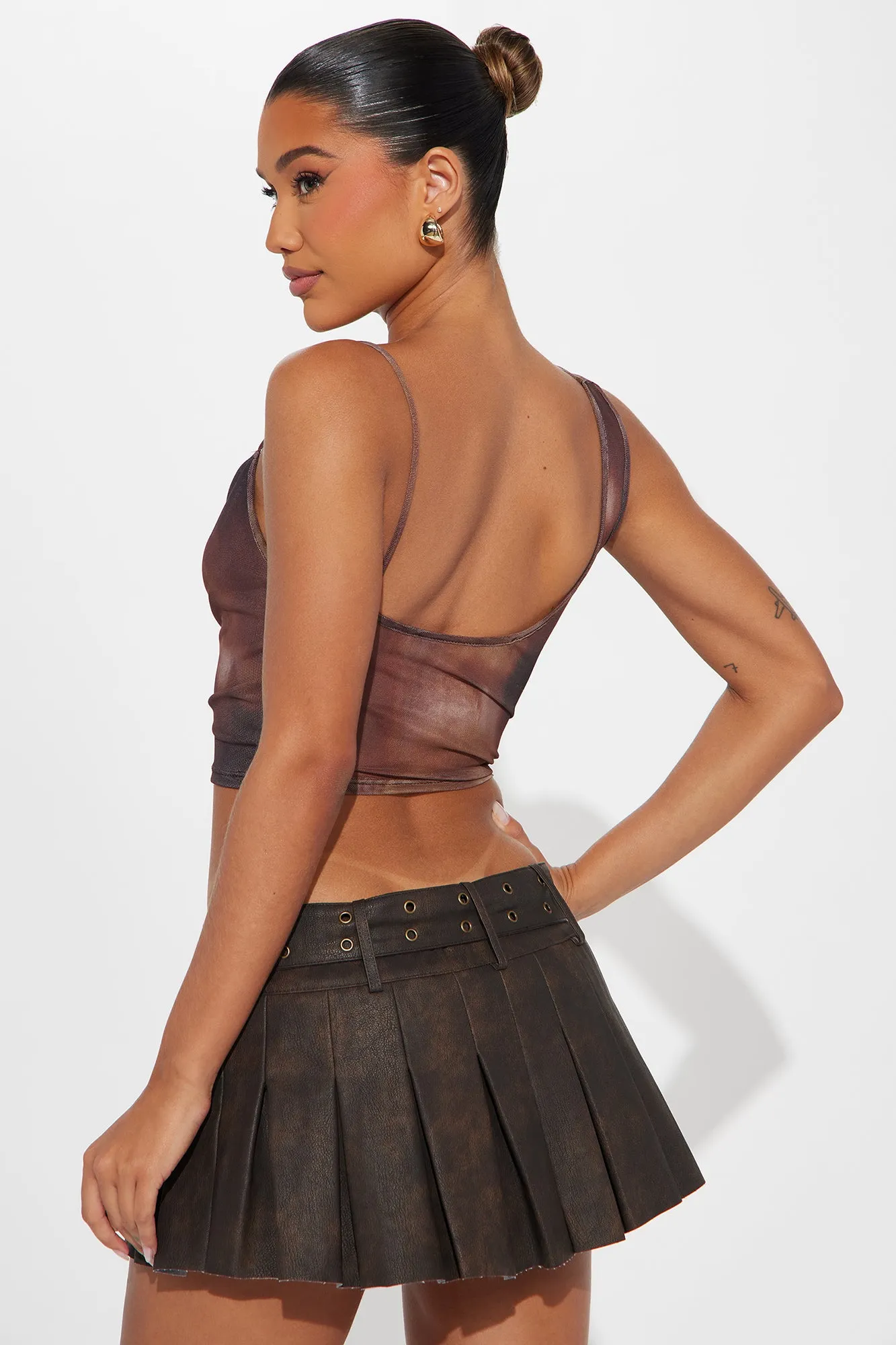 Amuse Me Mesh Top - Brown/combo