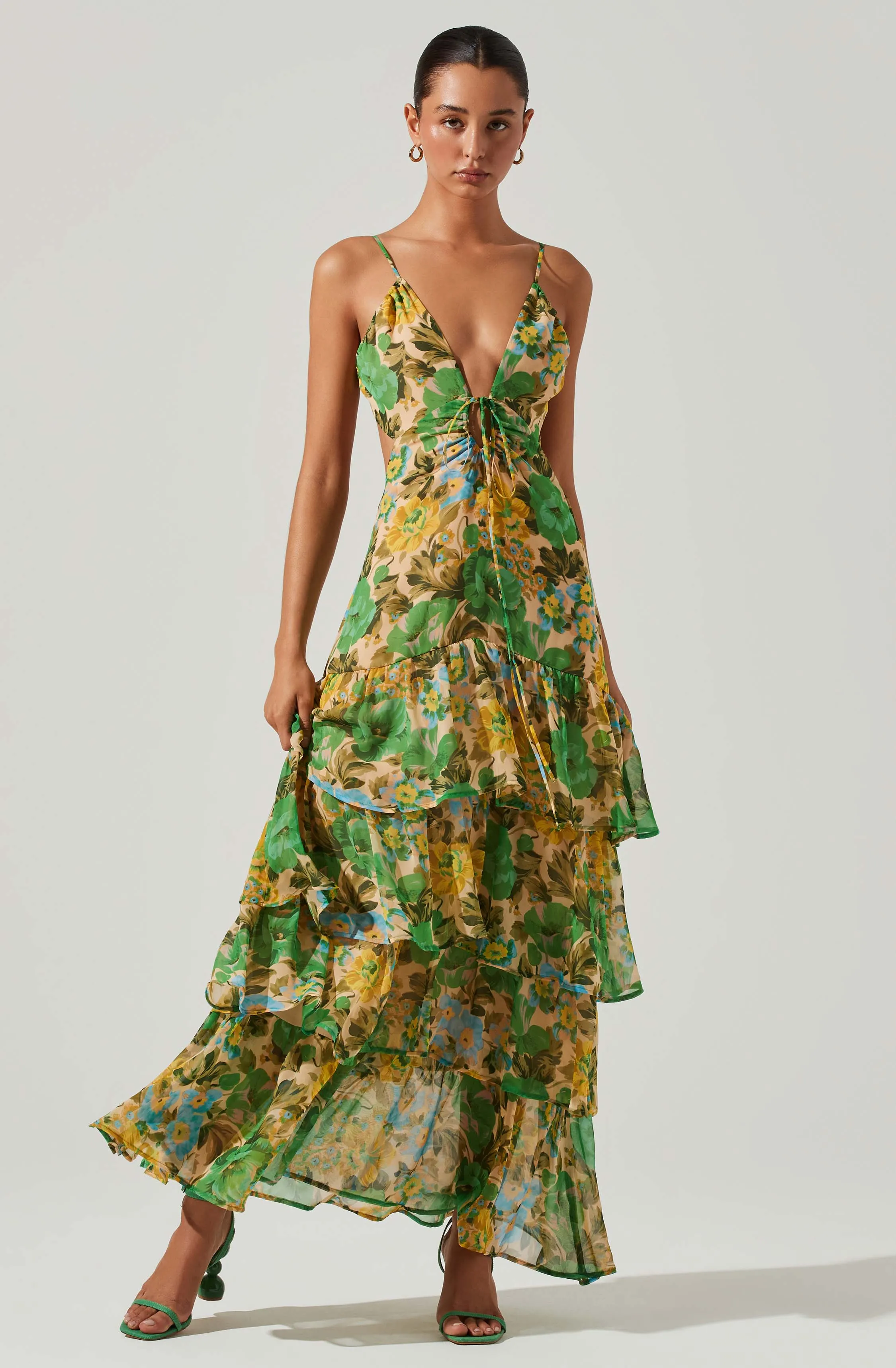 Aneira Floral Tiered Maxi Dress