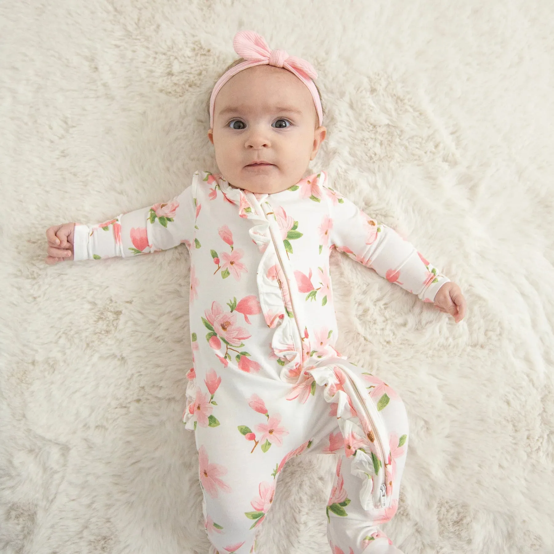 Angel Dear 2 Way Zipper Ruffle Footie - Sweet Magnolias