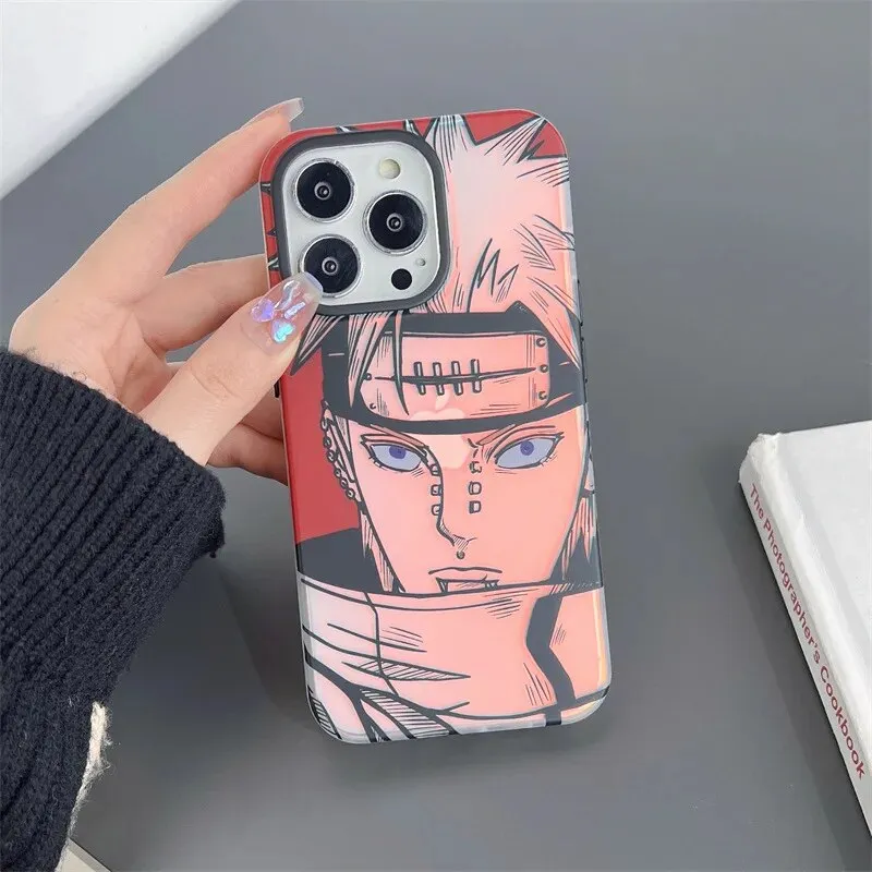 Anime Cartoon Bling Laser Naruto Case For Iphone 11 12 13 14 Pro Max 14pro 14Plus Kakashi Itachi Cosplay Phone Case Funda