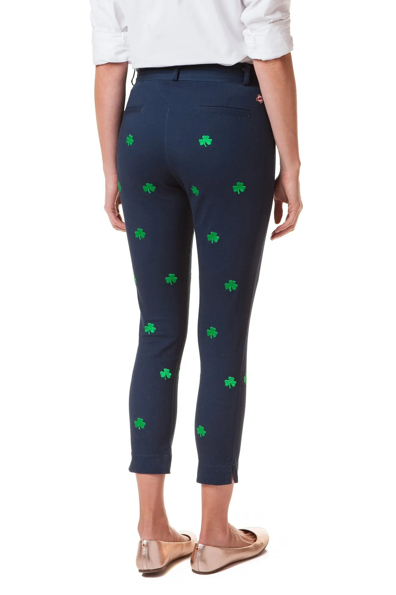 Ankle Capri Stretch Nantucket Navy with Shamrock