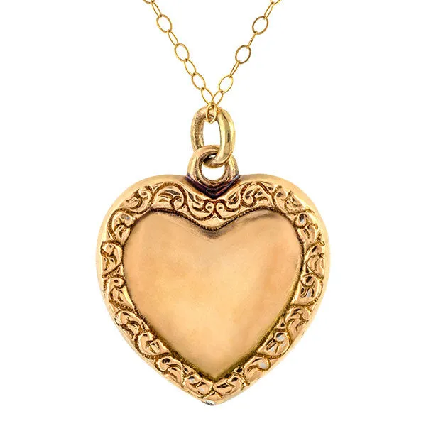 Antique Pearl Heart Pendant Necklace