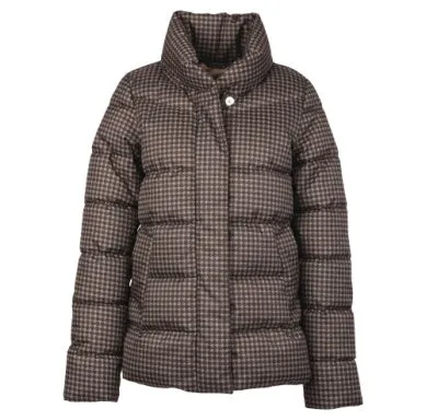 Barbour Women's Cecilia Quilt Jacket - Praline Dogtooth/Rosewood Tartan