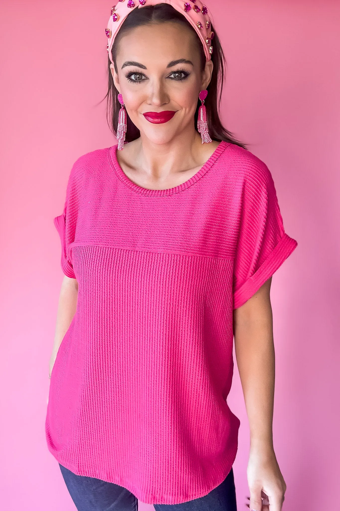 Belongs To You Fuchsia Ribbed Top