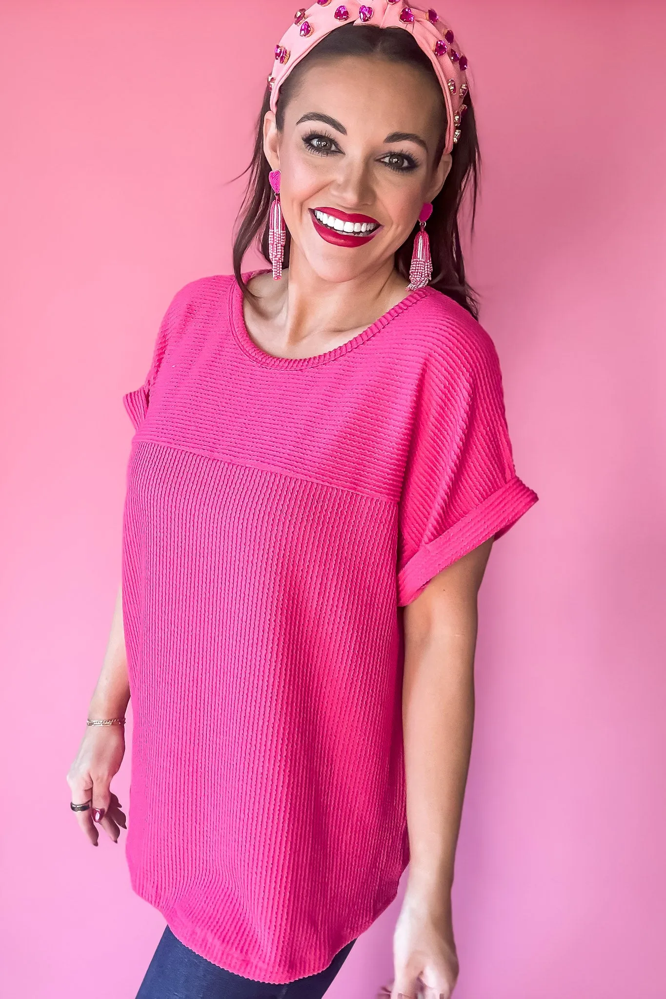 Belongs To You Fuchsia Ribbed Top