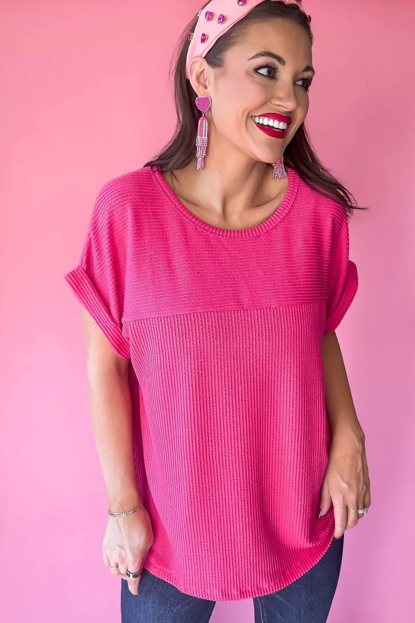 Belongs To You Fuchsia Ribbed Top