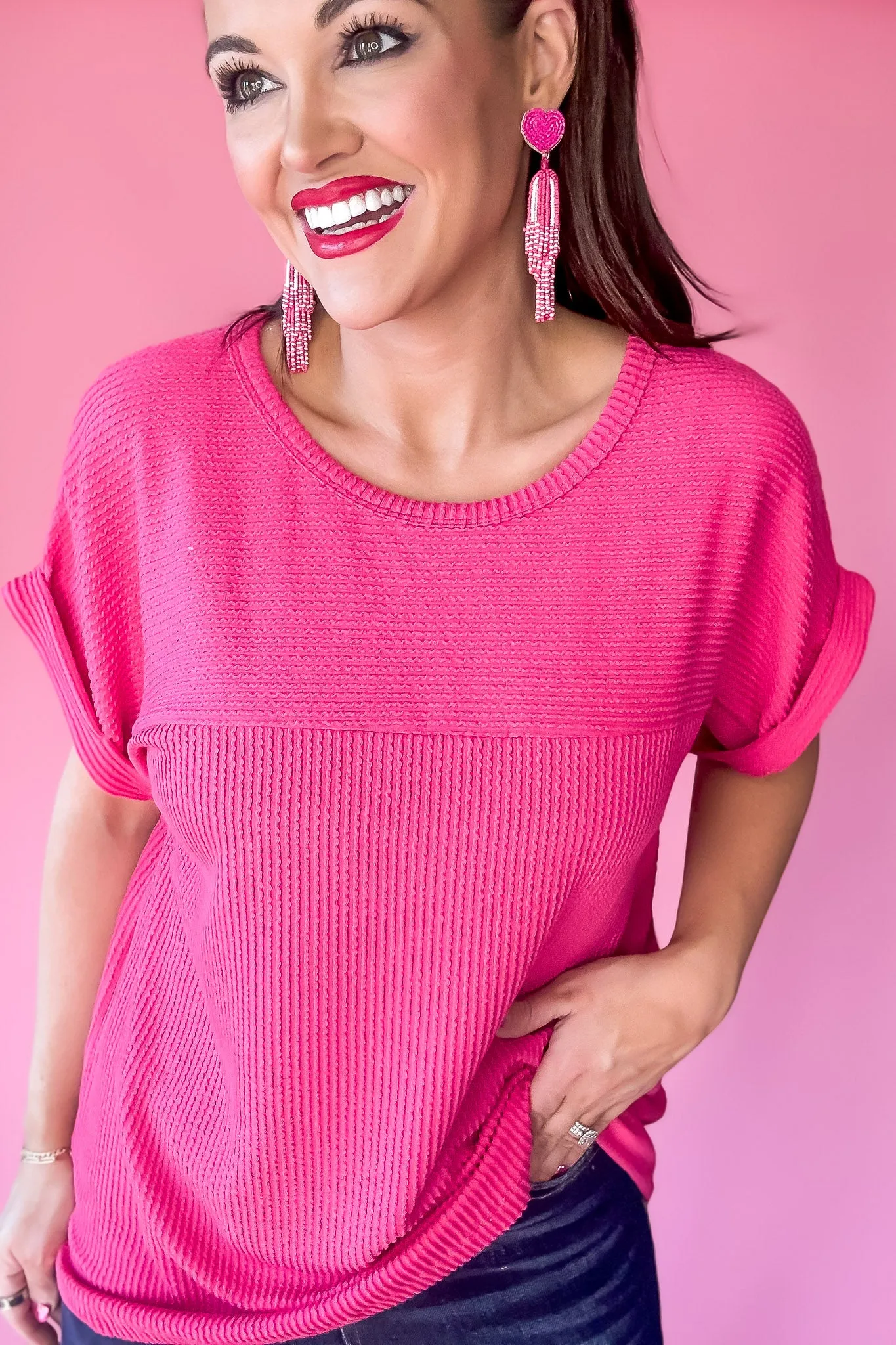 Belongs To You Fuchsia Ribbed Top