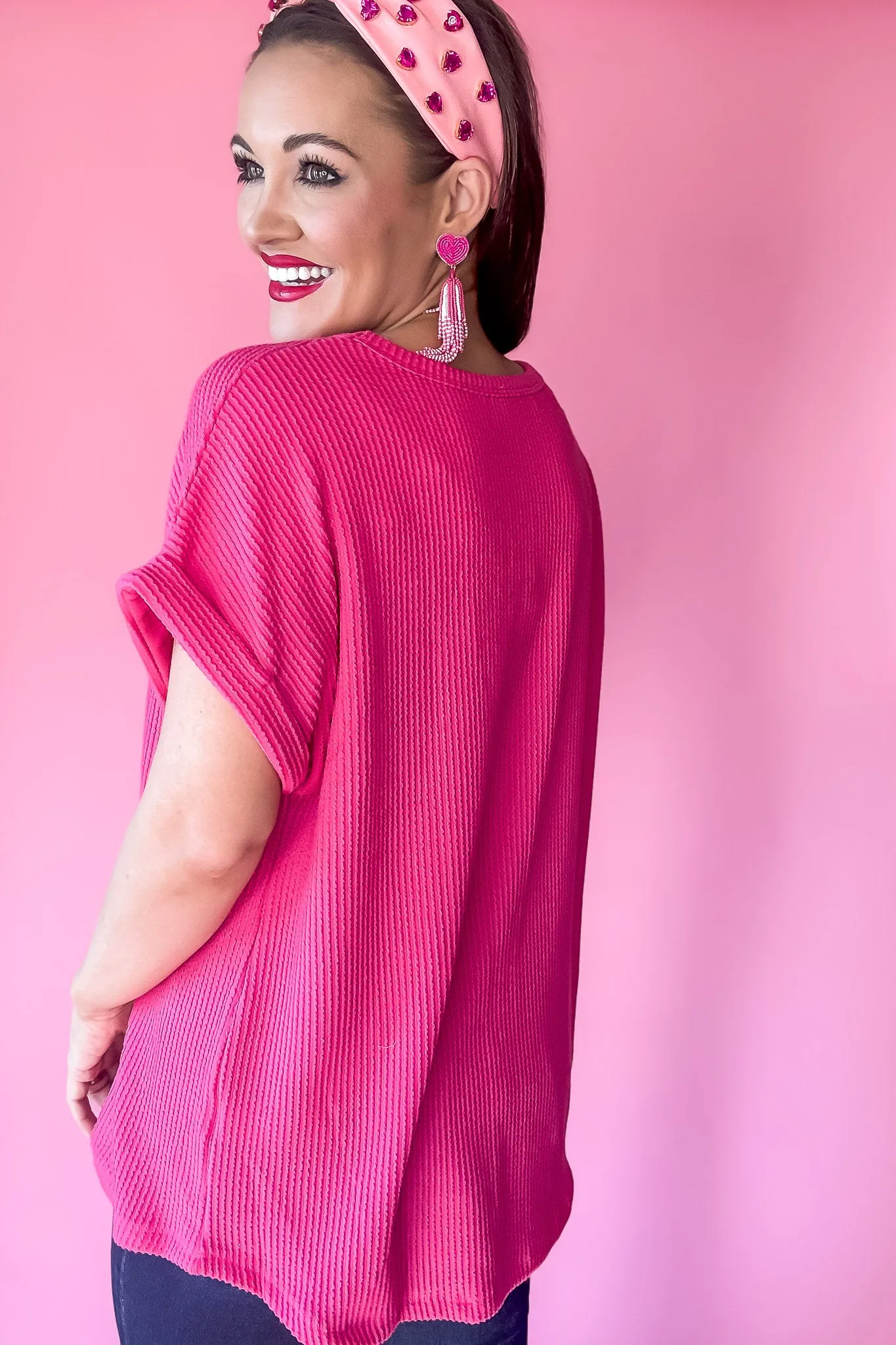 Belongs To You Fuchsia Ribbed Top