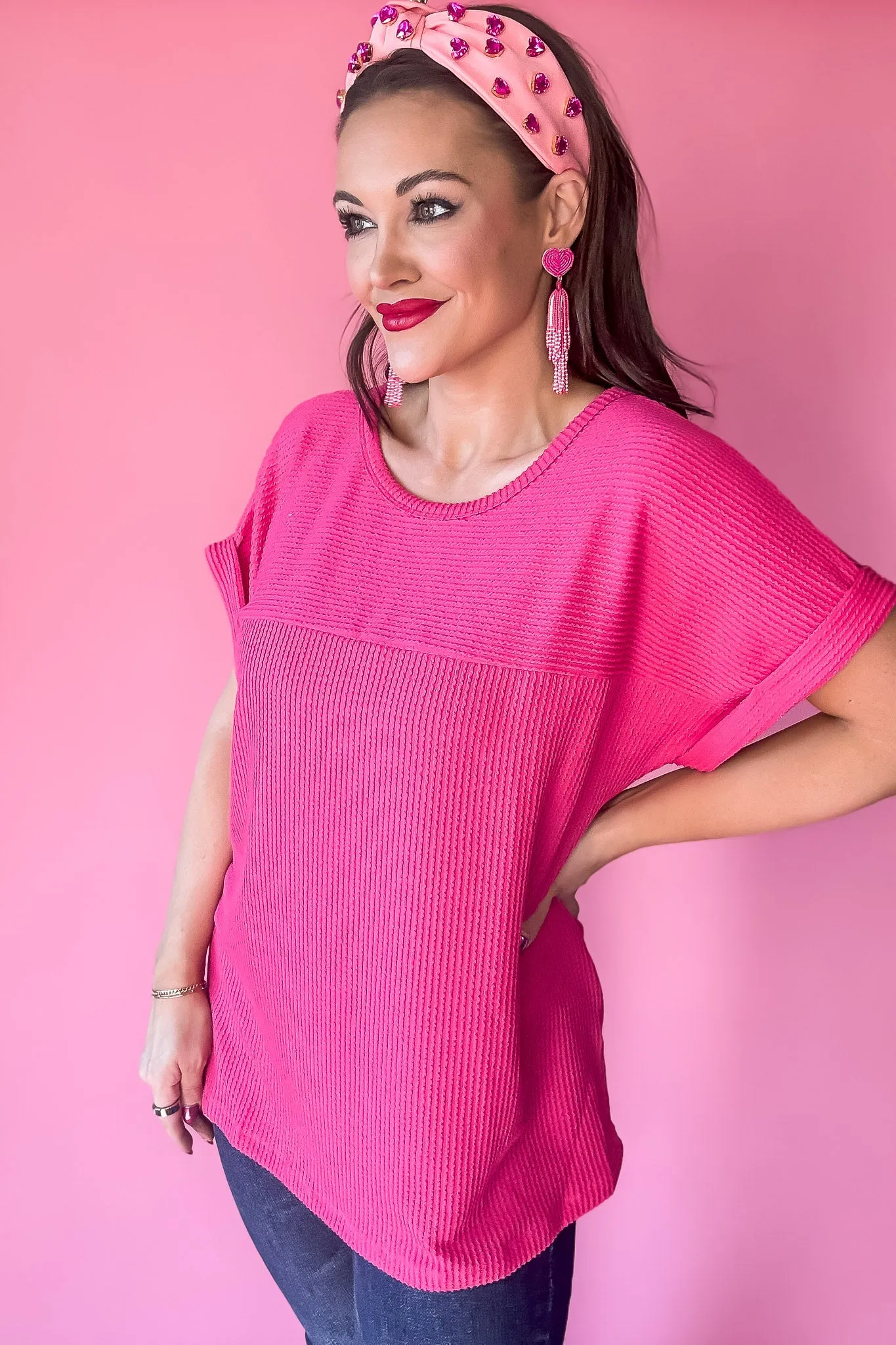 Belongs To You Fuchsia Ribbed Top