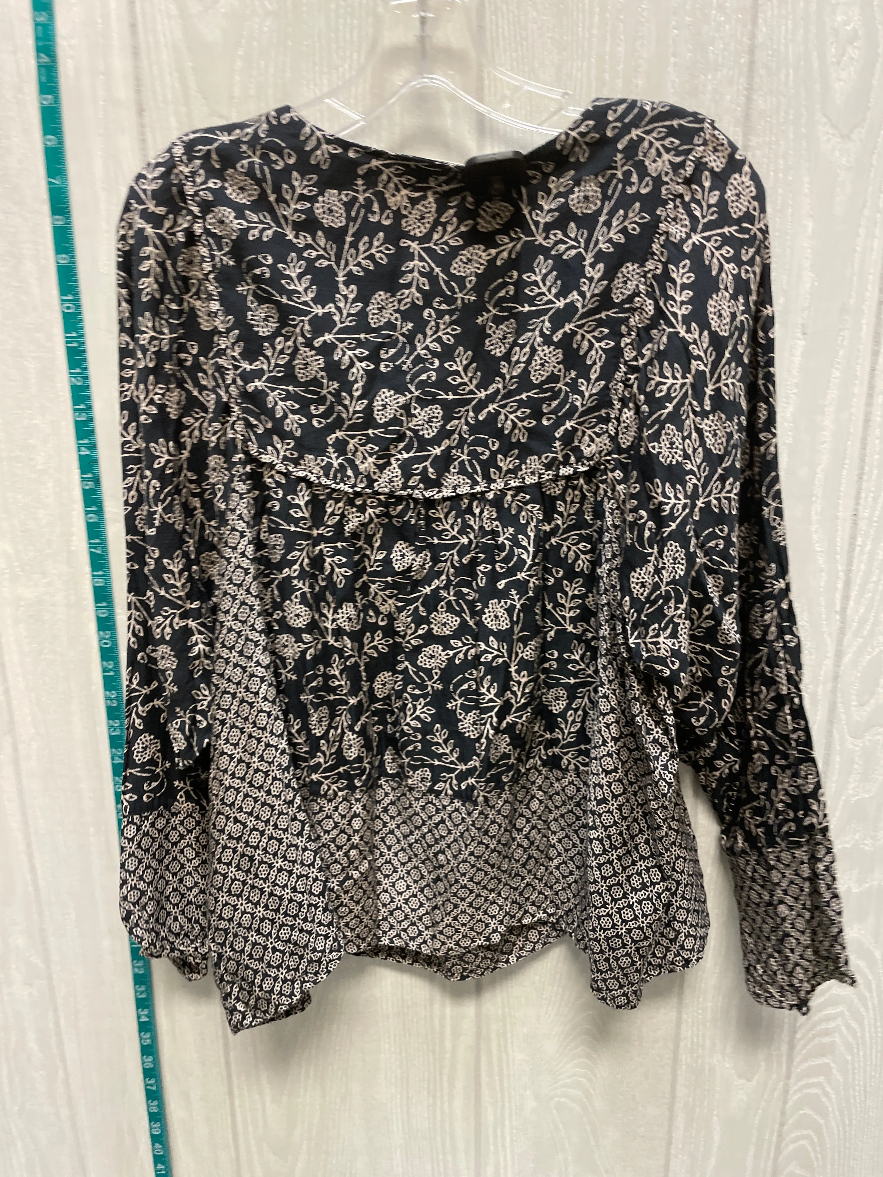 Black & Cream Top Long Sleeve Lucky Brand, Size Xl