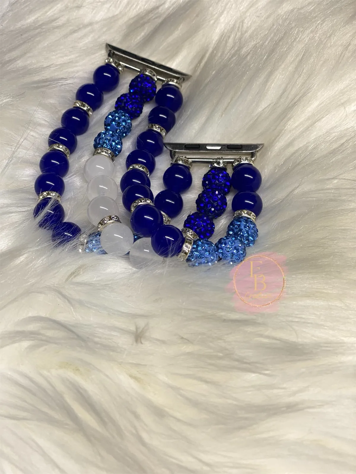 Blue & Sliver Apple Watch Beaded Bracelet | Jewelry Charm Bracelet