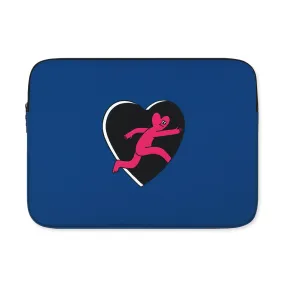 Blue Black Heart Graphic Laptop Sleeves iPad 11 13 15 17 inch Cases Protective Covers Handbags Square Pouches Designer Artist Prints Cute Lightweight Collage Office Zipper Fashion School Unique Gifts