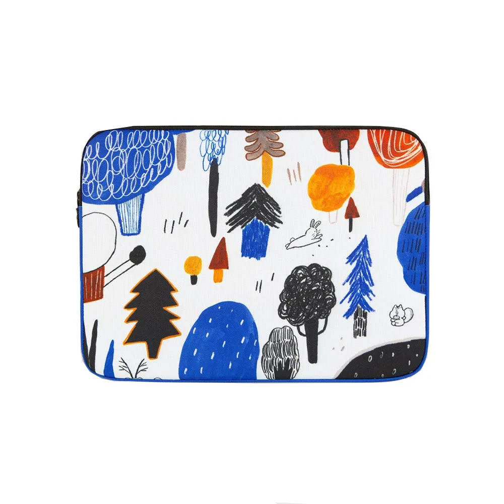 Blue White Forest Graphic Laptop Sleeves Tablets iPad 13 15 inch Cases Protective Covers Purses Handbags Square Cushion Pouches Designer Artist Prints School Collage Office Lightweight High quality