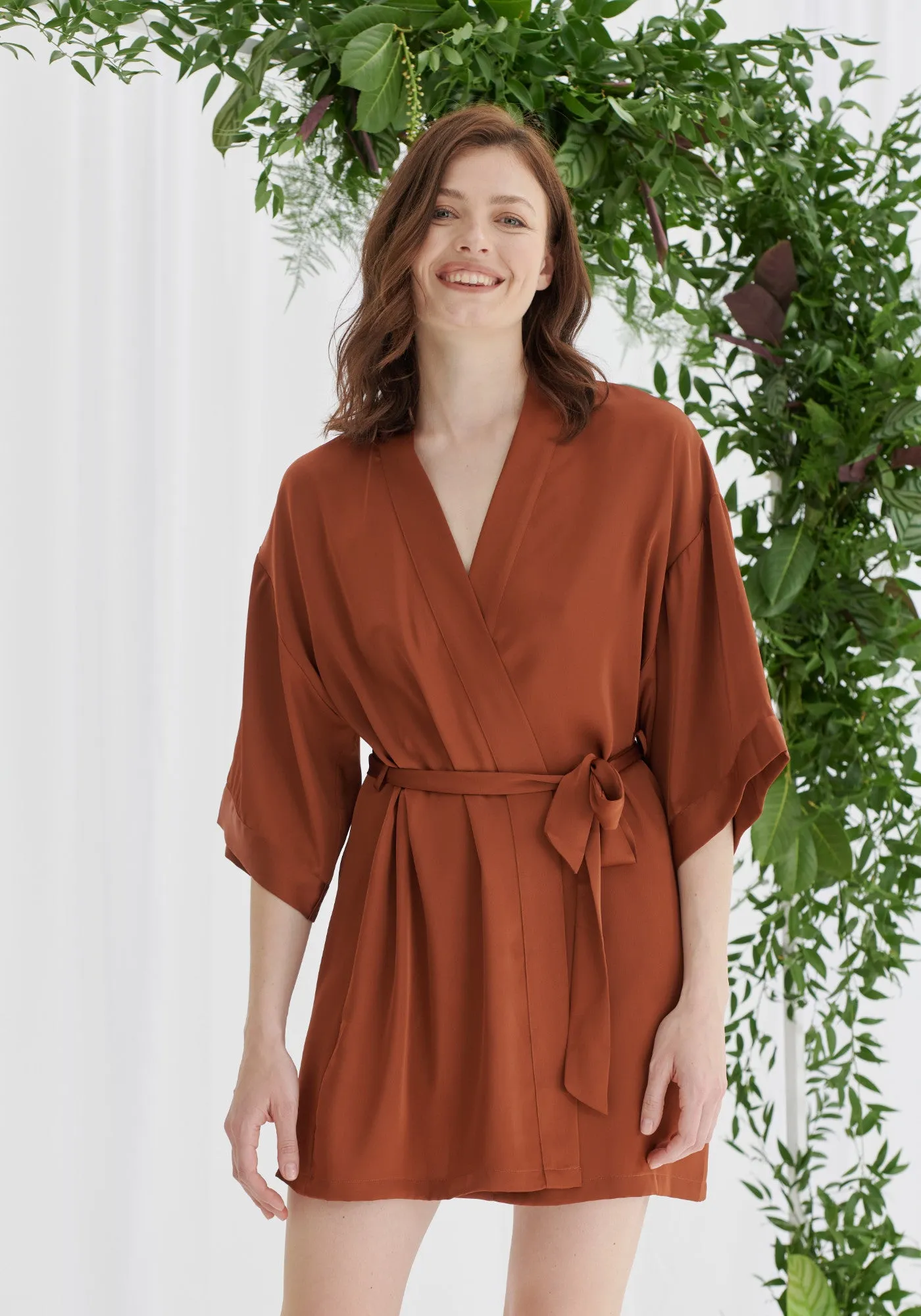 Bridesmaid Satin Robe - Rust