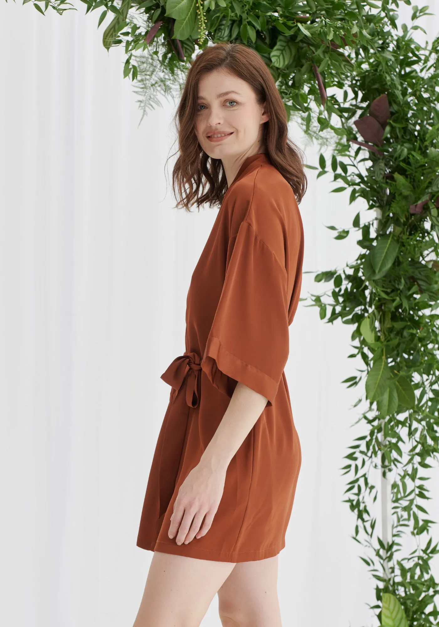 Bridesmaid Satin Robe - Rust