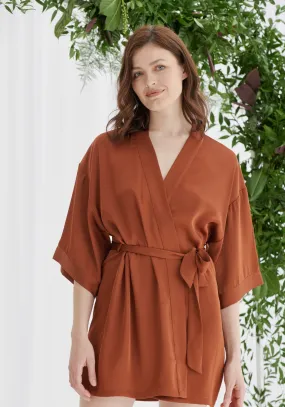 Bridesmaid Satin Robe - Rust