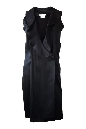 CHARLES JOURDAN Vintage Black Sleeveless Wrap Dress (UK 14)