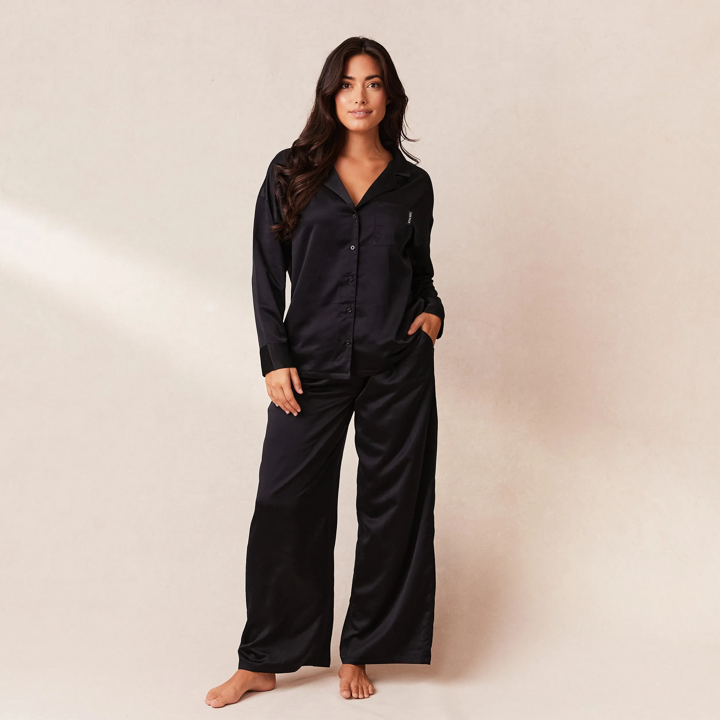 Classic Satin Pyjama Trousers - Black