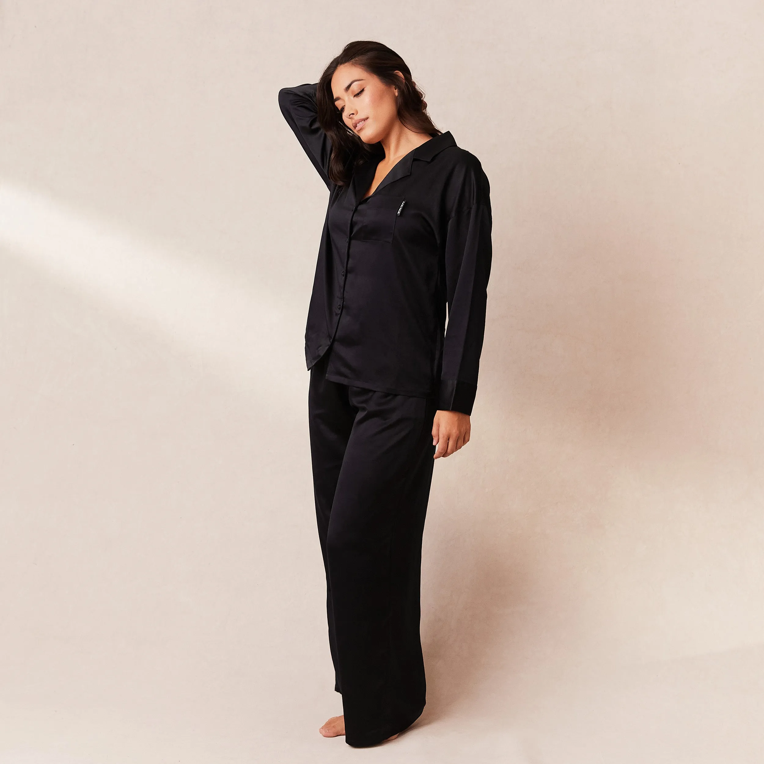 Classic Satin Pyjama Trousers - Black