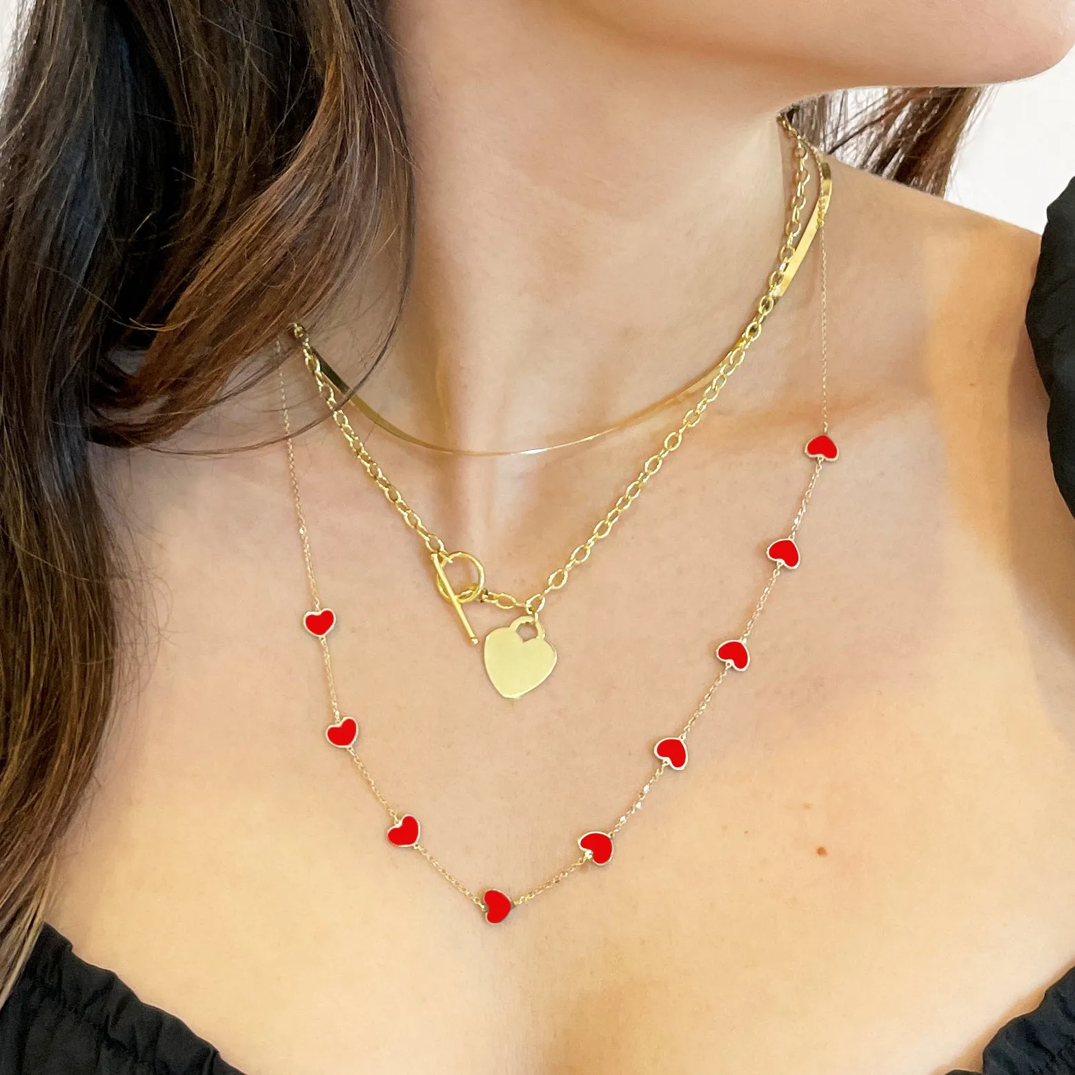 Coral Heart Station Necklace