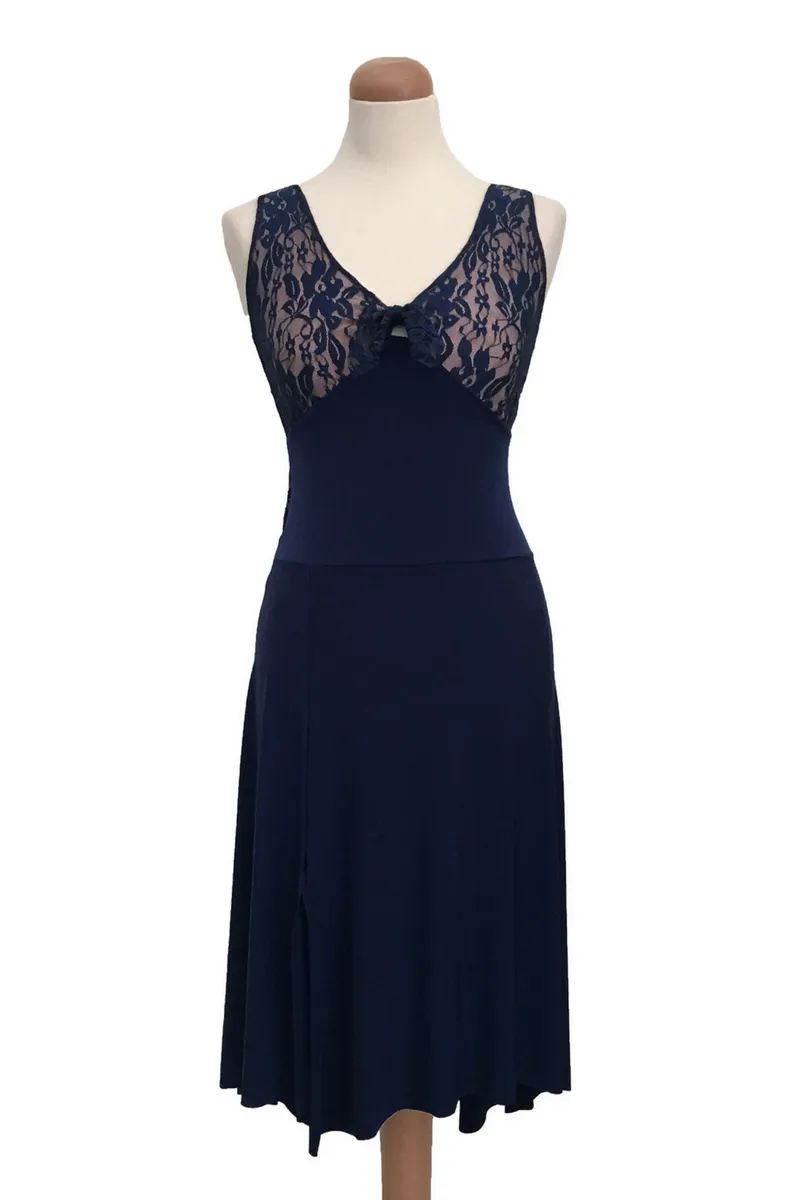 Crisscross Tango Dress with Lace & Back Draping